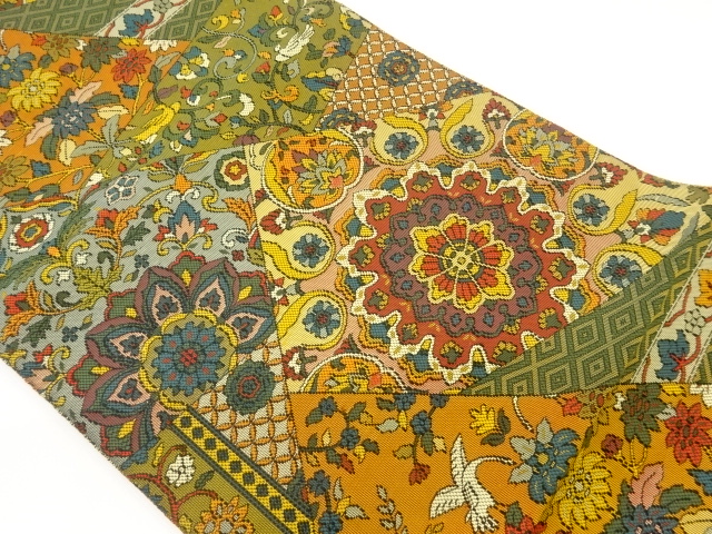 JAPANESE NAGOYA OBI / WOVEN FLOWER ARABESQUE